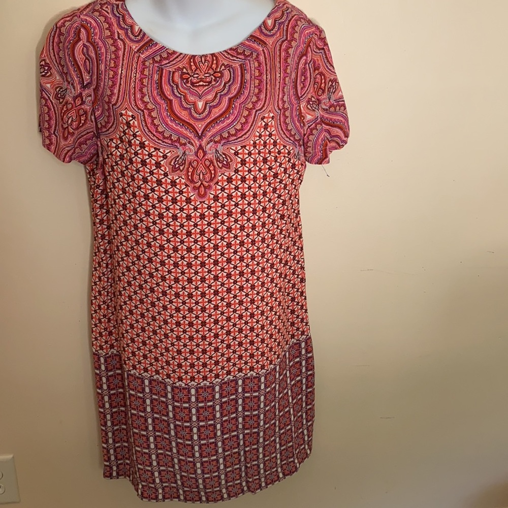 Marks and Spencer Collection Coral Mix Printed Shift Dress Size 10